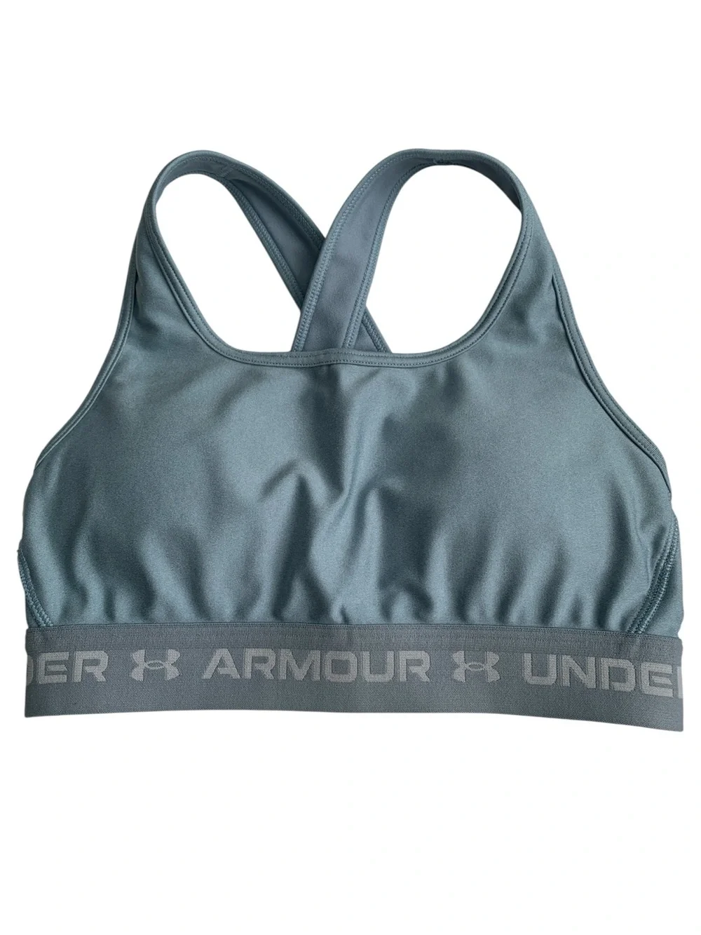UNDER ARMOUR Women’s Blue Gray Compression Crossback Pullover Sports Bra Small